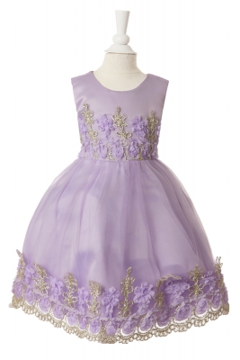 Girls Dress Style 10005 - Gorgeous Sleeveless Infant Dress with Floral Applique Details